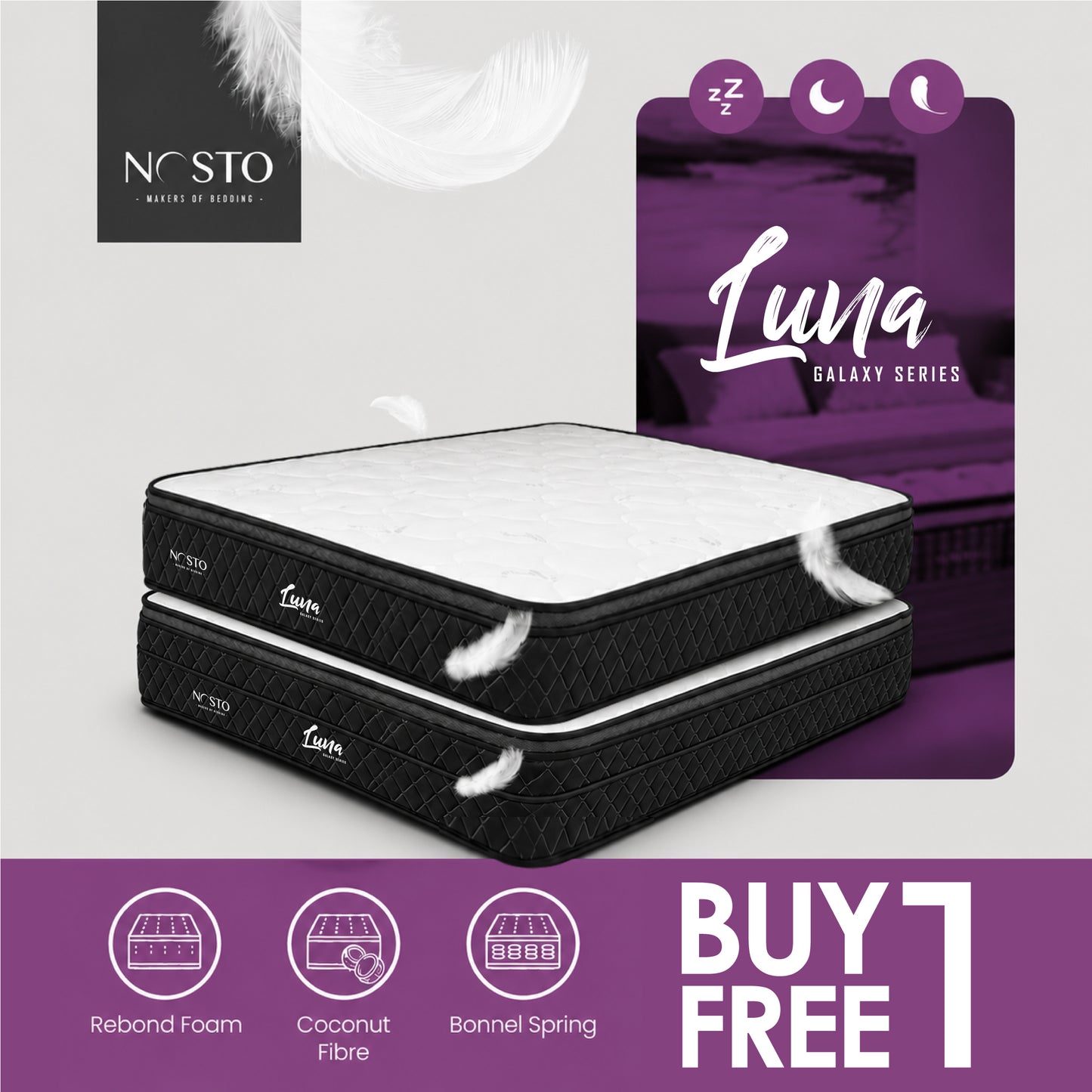 NOSTO Luna Mattress - Galaxy Series [BUY 1 FREE 1]