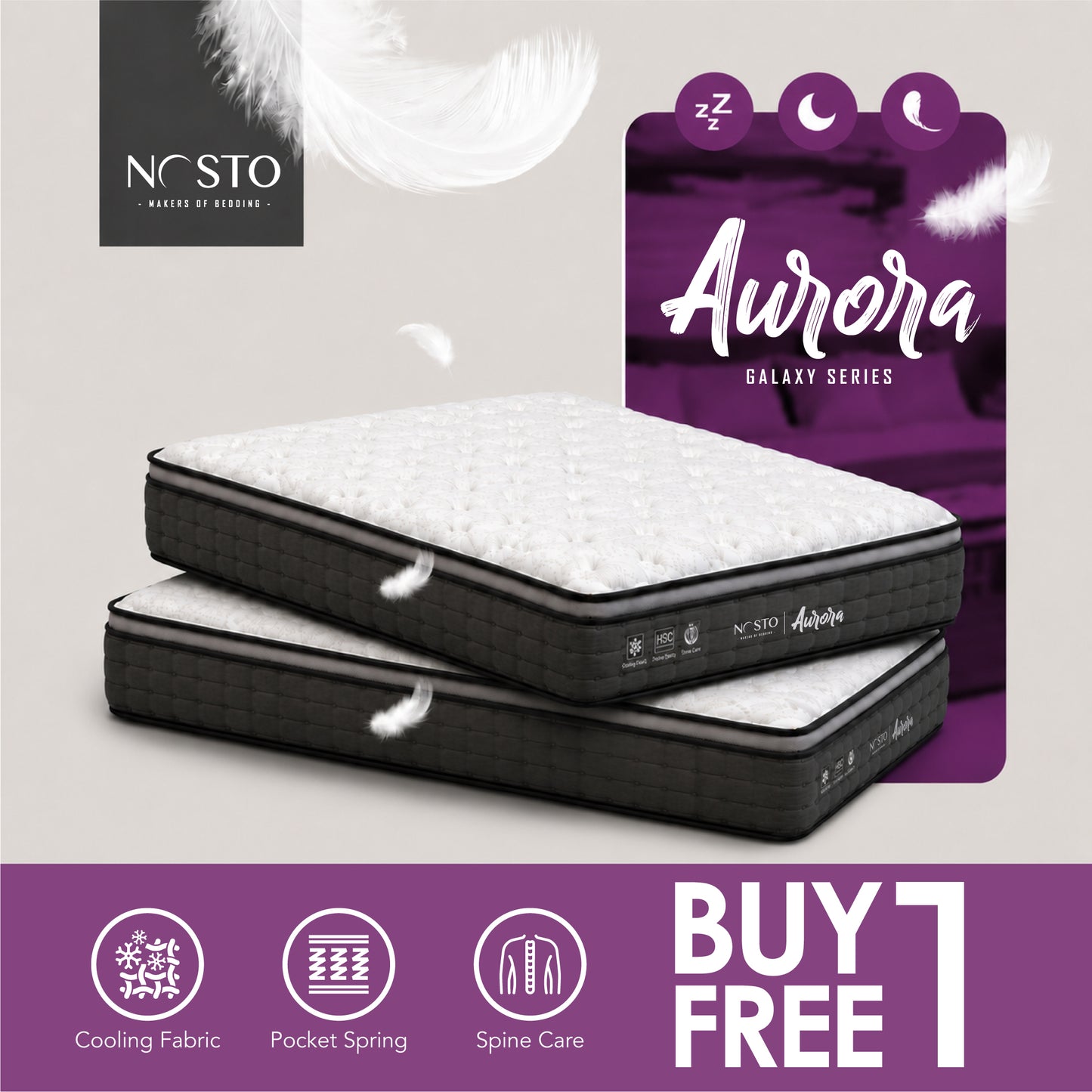 NOSTO Aurora Mattress - Galaxy Series [BUY 1 FREE 1]